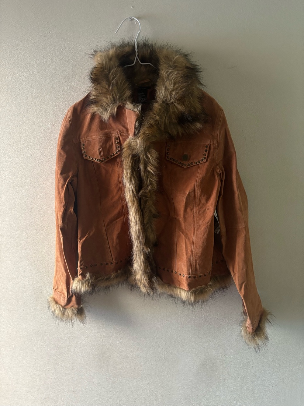 Rue21 Rust Brown Faux Fur Trim Suede Jacket